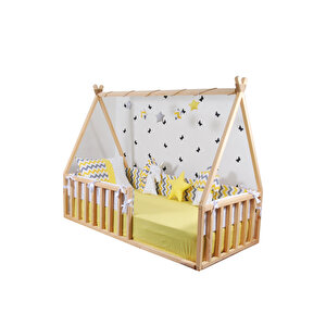 Yere Sıfır Montessori Yatak Doğal Ahşap Çocuk Ve Bebek Karyola 120x200 cm