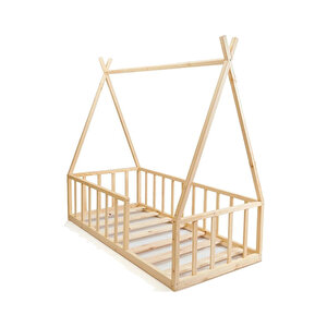 Yere Sıfır Montessori Yatak Doğal Ahşap Çocuk Ve Bebek Karyola 120x200 cm