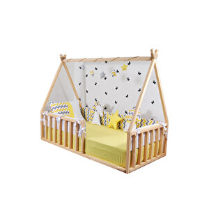 Yere Sıfır Montessori Yatak Doğal Ahşap Çocuk Ve Bebek Karyola 90x200 cm