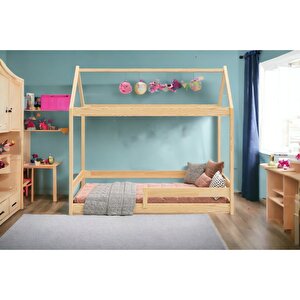 Montessori Bebek Ve Çocuk Karyolası Ahşap Yatak Funda 80x180 cm