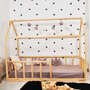 Montessori Çocuk Yatak Doğal Çam Karyola Sevgi 90x190 cm