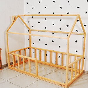 Montessori Çocuk Yatak Doğal Çam Karyola Sevgi 90x190 cm