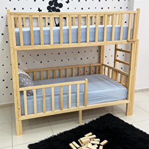 Montessori Yatak Doğal Çam Karyola Merdivenli Ranza 100x200 cm