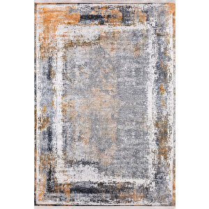 Antrasit Salon&yolluk Dijital Baskılı Makinede Yıkanabilir Kaymaz Taban Saçaklı Halı Ha200 80x400 cm