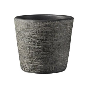 Piran Desenli Seramik Saksı Siyah 14 Cm