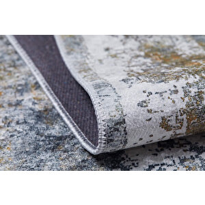 Antrasit Salon&yolluk Dijital Baskılı Makinede Yıkanabilir Kaymaz Taban Saçaklı Halı Ha200 80x150 cm