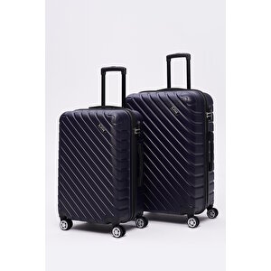 2'li Valiz Seti Büyük Boy - Orta Boy Lacivert Pro Abs 1001