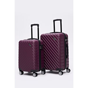 2'li Valiz Seti Orta Boy - Kabin Boy Mor Pro Abs 1001