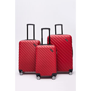 3'lü Valiz Seti Kırmızı Pro Abs 1001