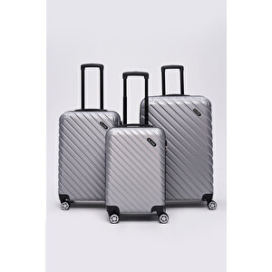 3'lü Valiz Seti Gri Pro Abs 1001