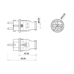 Bemi̇s Düz Fiş Monofaze Kauçuk Ip44 Bem Bk1-1402-2011