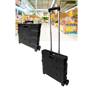 Katlanabilir Yükseklik Ayarlı Tekerlekli Avm Süpermarket Alışveriş Sepeti  Bagaj  Sandık Arabası