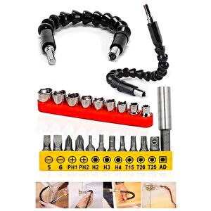 23 Parça Torx Anahtar Pense Tornavida Matkap Adaptör Bits Esnek Açı Uzatma Çubugu T/h/ph/torx Set