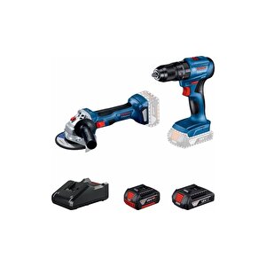 Bosch Professional Gws 180-li + Gsb 185-li 18v Akülü Vidalama 2+4 Ah Çift Akü Set - 06019h9026