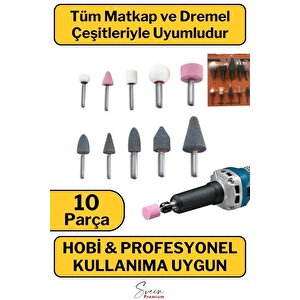 Hobi Gravür Dremel Taşlama Ucu Mini Metal Ahşap Oyma Seti Parlatma Çapak Alma 10 Parça Matkap Uyumlu