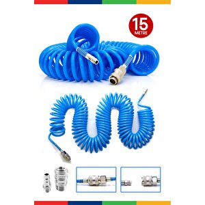 Havalı Üstten Depo 1,3mm  Boya Tabancası, Spiral Hava Hortumu15 Mt Hava Jakı  Takım Set