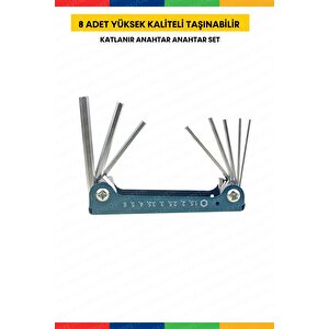 Yüksek Kaliteli 8 Prc Taşınabilir Katlanır Anahtar Altıgen Anahtar Alyan Tamir Kiti Çakı Takımı