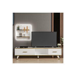Tv Ünitesi Avon Beyaz Gold Ledli 180 Cm
