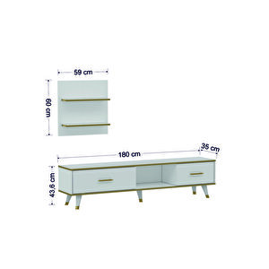 Tv Ünitesi Avon Beyaz Gold Ledli 180 Cm
