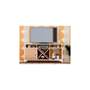 Tv Ünitesi Kamer Tasarım Beyaz Teak