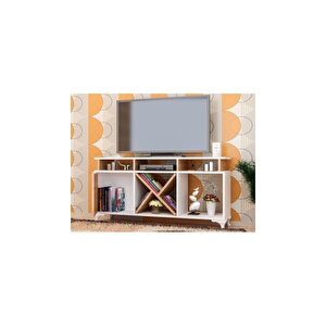 Tv Ünitesi Kamer Tasarım Beyaz Teak
