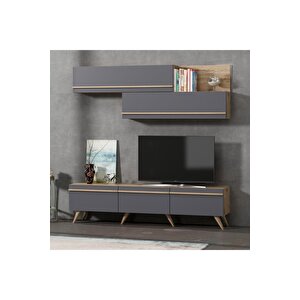 Tv Ünitesi Asil Antrasit Meşe 180 Cm