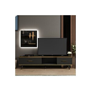 Tv Ünitesi Avon Antrasit Gold Ledli 180 Cm