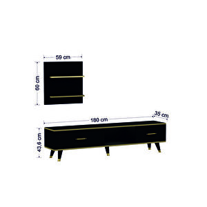 Tv Ünitesi Avon Antrasit Gold Ledli 180 Cm