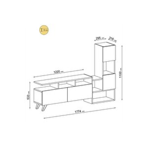 Tv Ünitesi Turra Beyaz Ceviz 177 Cm