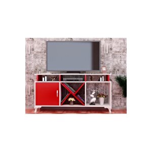 Tv Ünitesi Kamer Tasarım Beyaz Kırmızı