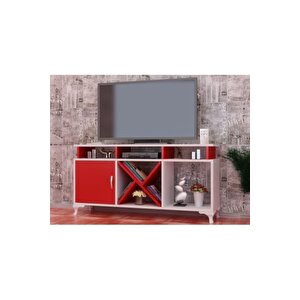 Tv Ünitesi Kamer Tasarım Beyaz Kırmızı