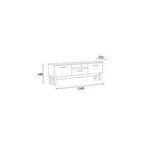 Tv Sehpası Ses Beyaz Mermer Desen 150 Cm