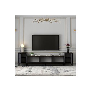 Tv Sehpası Kozan Set Antrasit Mermer Desen 260 Cm