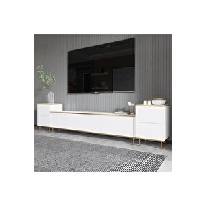 Tv Sehpası Kozan Set Beyaz Gold 260 Cm