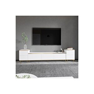 Tv Sehpası Kozan Set Beyaz Gold 260 Cm