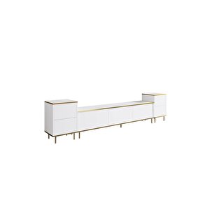 Tv Sehpası Kozan Set Beyaz Gold 260 Cm