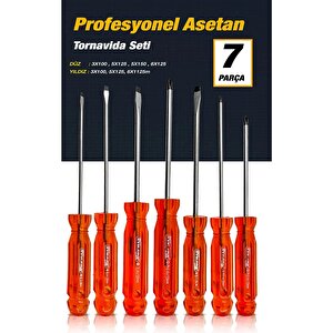 Asetat Saplı 7 Parça Pro Tornavida Takım 46 Parça Cırcır Lokma Takımı Otomatik Cırcırlı 1/4" Paket Set