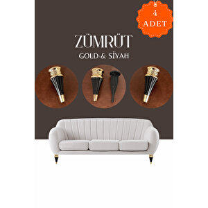 Zümrüt Gold Siyah Mobilya Koltuk Ayağı Chester Komidin Tv Ünitesi Vestiyer Ayağı 17 Cm 4 Adet