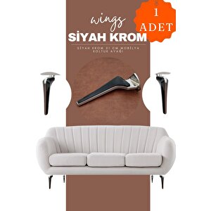 Wings Krom Siyah Mobilya Koltuk Ayağı Chester Komidin Tv Ünitesi Vestiyer Ayağı 21 Cm 1 Adet