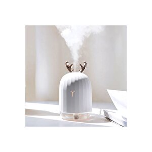 Mini Hava Nemlendirici Aromaterapi Led Işıklı Buhar Makinesi 220ml Geyikli Beyaz