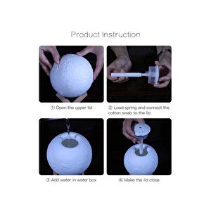 3d Ay Işığı Standlı Dekoratif Lamba 880ml Oda Hava Nemlendirici Buhar Makinesi Koku Giderici