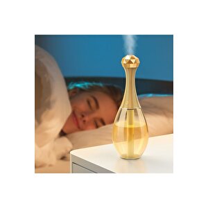 Hava Nemlendirici Ultrasonik Led Rgb Parfüm Şişesi Ev Araba Aromatik Difizör 300ml Sarı Gold