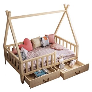 Montessori Yatak Çekmeceli Karyola Ahşap Çocuk Ve Bebek Beşik