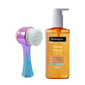 Sivilce Karşıtı Yüz Temizleme Jeli 200 Ml + Turkuaz Cilt Temizleme Fırçası