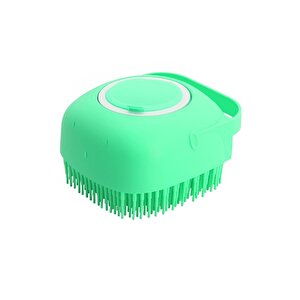Yeşil Şampuan Hazneli Silikon Peeling Duş Fırçası