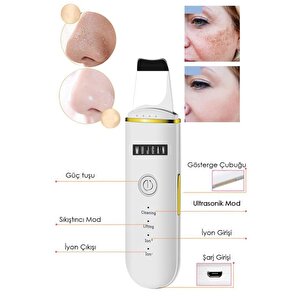 Ultrasonic Scubber Siyah Nokta Akne Gidereci Yüz Spatulası Ölü Deri Temizleme