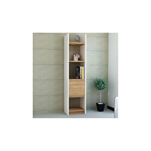 Kitaplık Elips 103 Tekli Beyaz Teak
