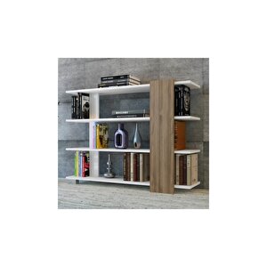 Kitaplık Su 3 Raflı Beyaz Teak
