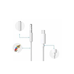 Type-c Aux Kablo 1 Metre Uzun Çevirici 3.5 Jack Kablo