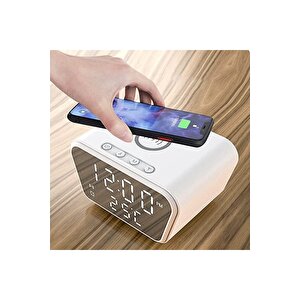 Digital Masa Saati 15 Watt Wirelles Kablosuz Şarj Çalar Saat Alarm Termometre Çok Fonksiyonlu